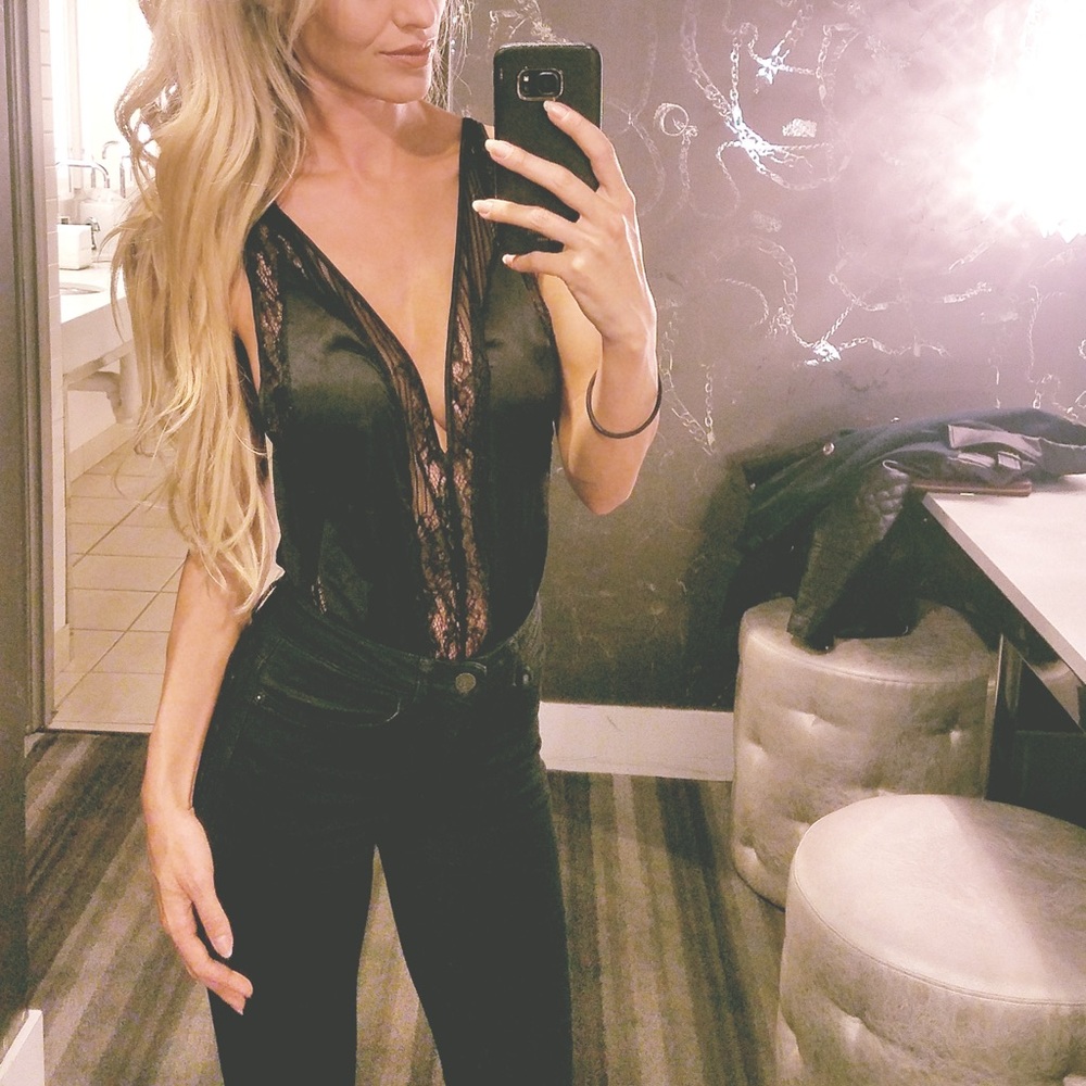 Gooseberry Intimates Black Bodysuit